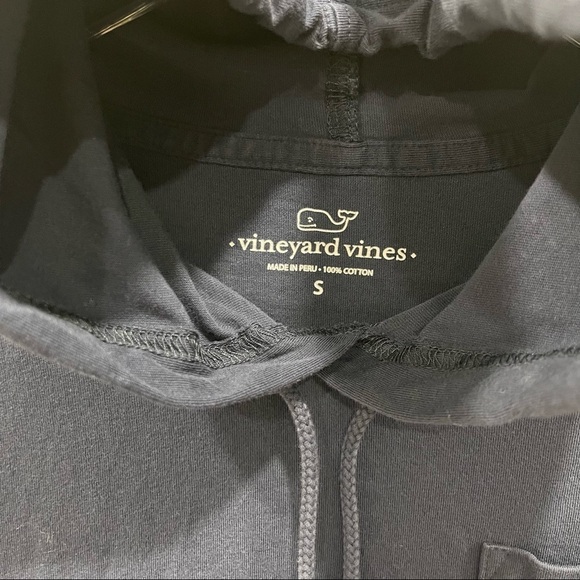 Vineyard Vines I Whale Lacrosse Navy Hoodie Tee Long Sleeve Navy Drawstring S - Picture 3 of 8